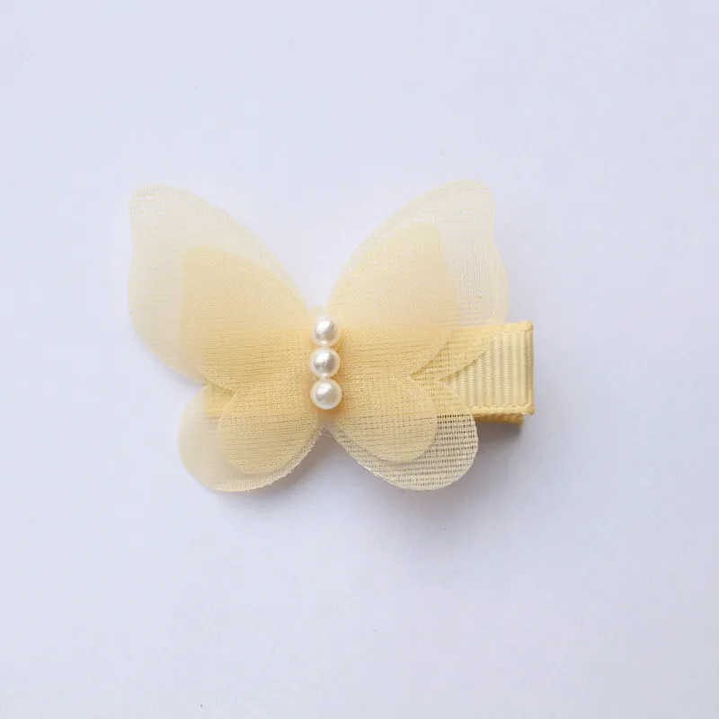 Animals Shape Small Size Hair Clips Lovely Butterfly Kids Hairpin with Beads Girls Barrettes Double Level Autumn Style