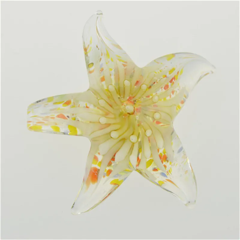 Colgante de estrella de mar, flor de cristal de murano en el interior, colgantes de cristal de murano con collares, joyería de moda barata, 12 Uds.