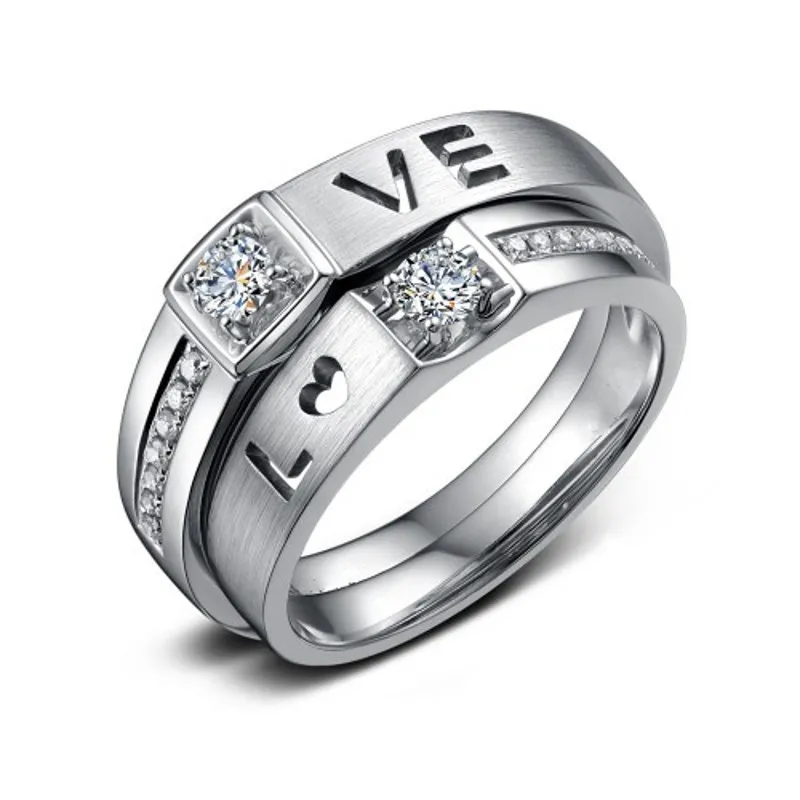 Vecalon Brand Lovers Smycken 925 Sterling Silver Ring 1 Carat Simulerad Diamond CZ Engagement Bröllop Band Ringar För Män Kvinnor