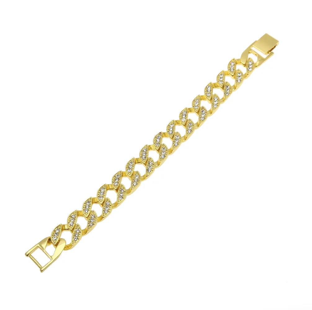 Neue Hip-Hop-Luxus-Armbänder mit simuliertem Diamant für Herren, versilbert, vergoldet, Iced Out Miami Cuban-Armband