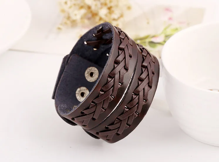 2017, new woven head layer leather bracelet, Europe and America popular new bracelet, leather jewelry, leather bracelet
