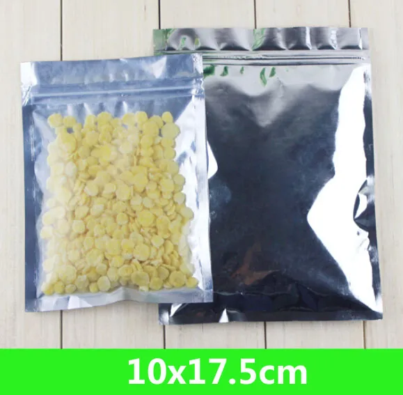 새로운 10x17.5cm 알루미늄 호일 명확한 재실리 가능한 밸브 지퍼 플라스틱 소매 패키지 팩 가방 가방 자물쇠 지퍼 가방 소매 포장