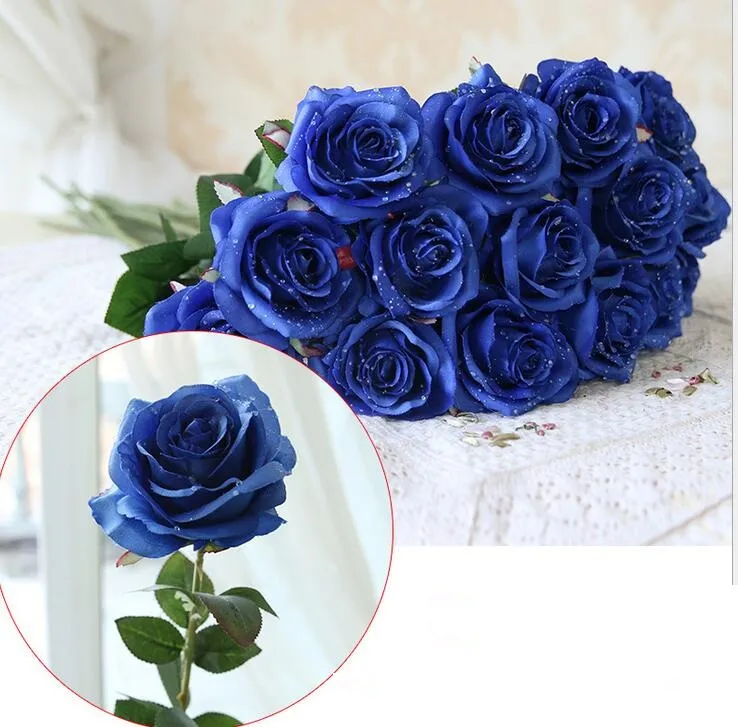 Water drop Rose Silk Craft Flowers real look Flowers For Wedding home Decoration Cheap Sale HR019