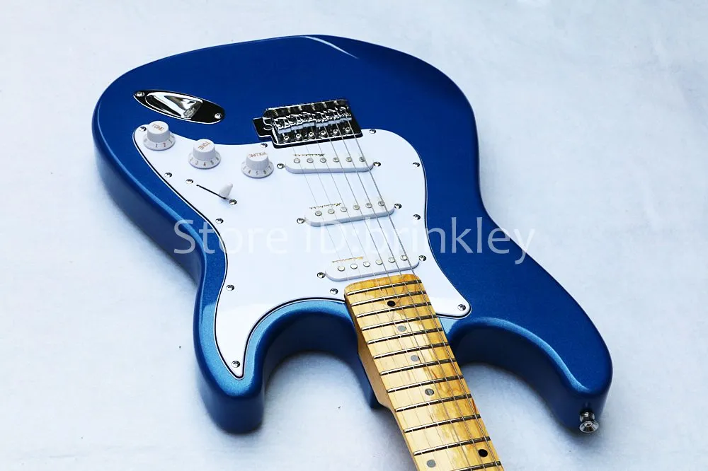Neu kommen Custom Gitarre Ocean Blue Metallic Maple Griffbrett Black Dot Inlays Gitarre auf Lager