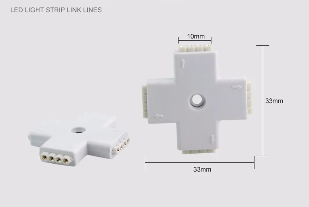 4PIN RGB Conector Cruz Cruz LED Acessórios de iluminação X-fita Fio de extensão para 3014 3528 5050 LED RGB Light Light