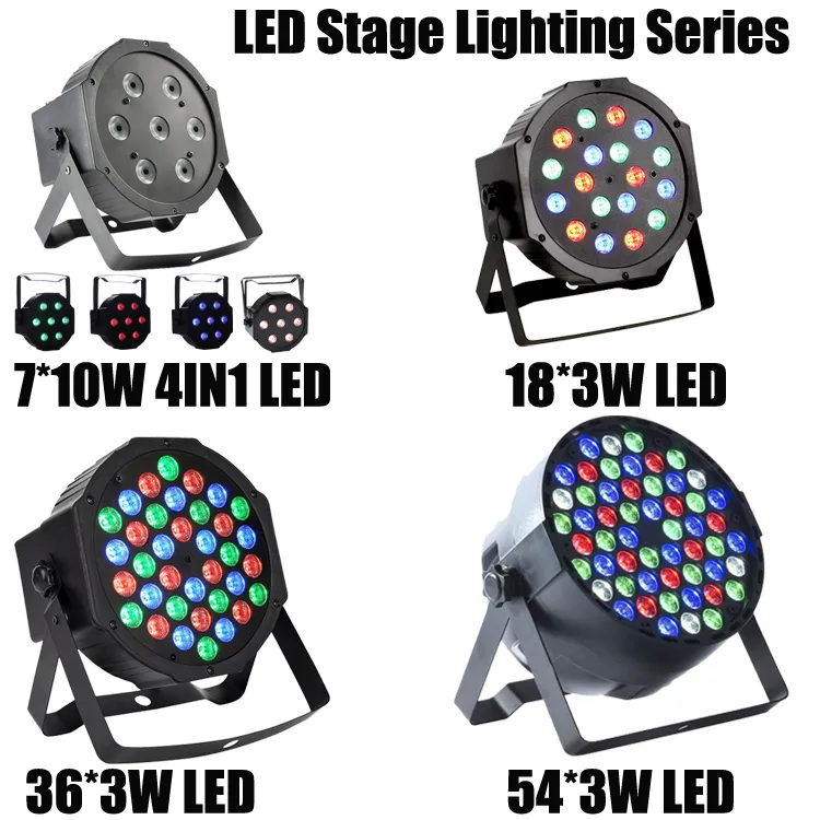 54W 18*3W Stage lights Up-Lighting dmx 512 Full RGB Color Mixing LED Flat Par Can Red Green Blue Color Mixing Up-Lighting Stage Dance