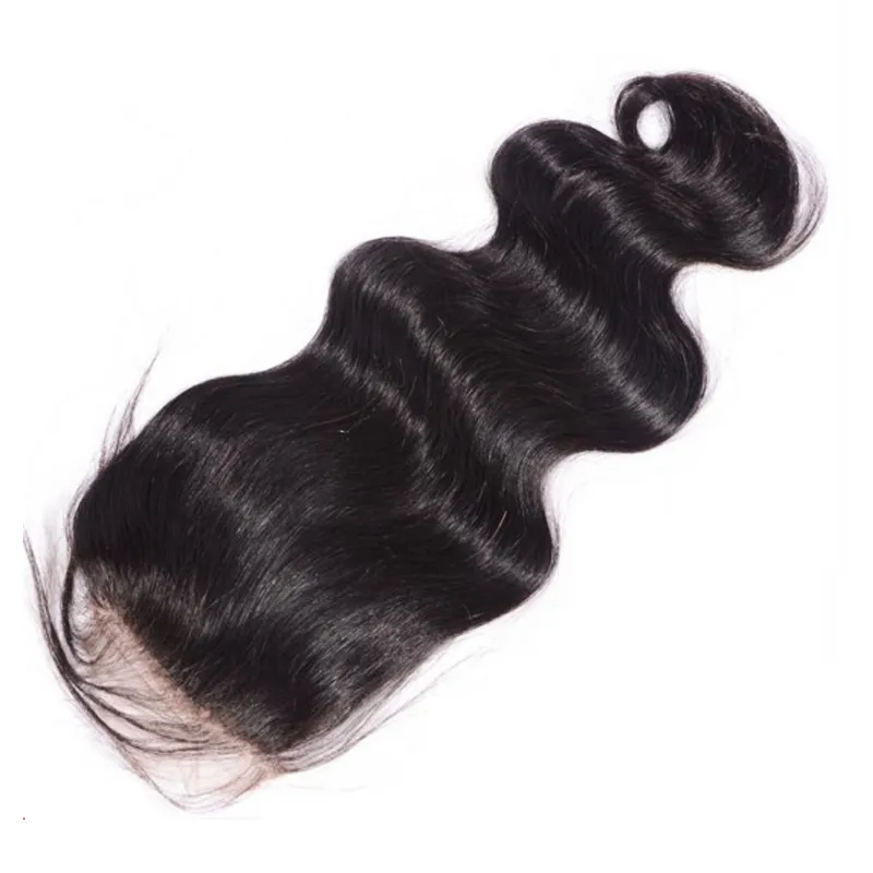 Zijden top sluiting 4x4 Maagd 100% Human Hair Braziliaanse Rechte Sluiting Pre Geplukt Kant Frontaal