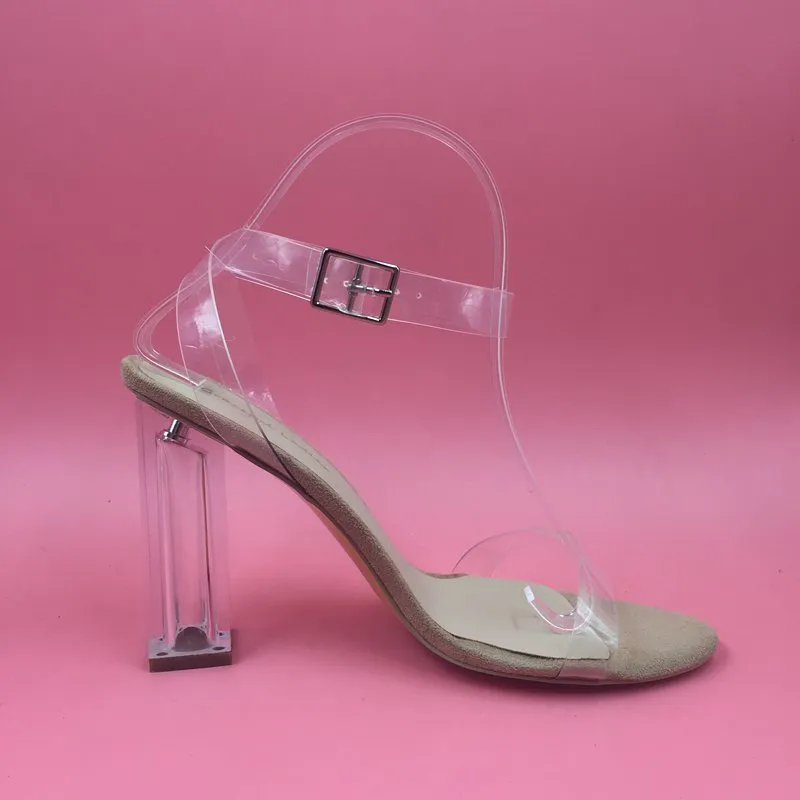 Transparente PVC-Sandalen für Damen, Hochzeitsschuhe, transparente Absätze, modische Schuhe, Promi-Kleidung, transparente High-Heel-Sandalen, individuelle Farben