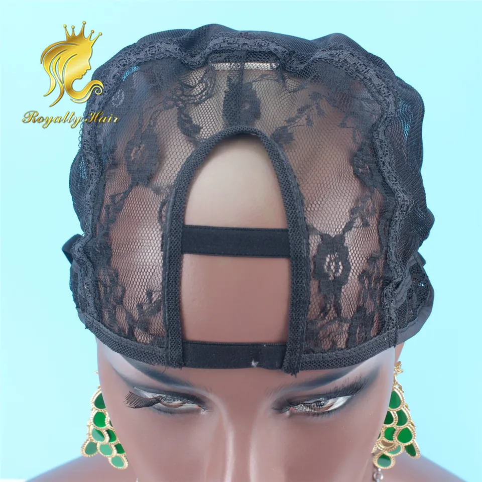 Royalty Hair XXL 2525 pouces Partie centrale U partie bonnet de perruque pour la fabrication de perruques avec dentelle extensible et bretelles réglables noir rapide 4733097