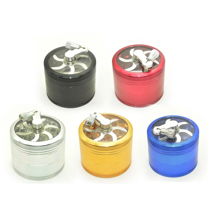 aluminum sawtooth grinder with handle rolling pollen hand-crankingTobacco Grinder Smoke Grinders 4 laye smoking New &wholesale