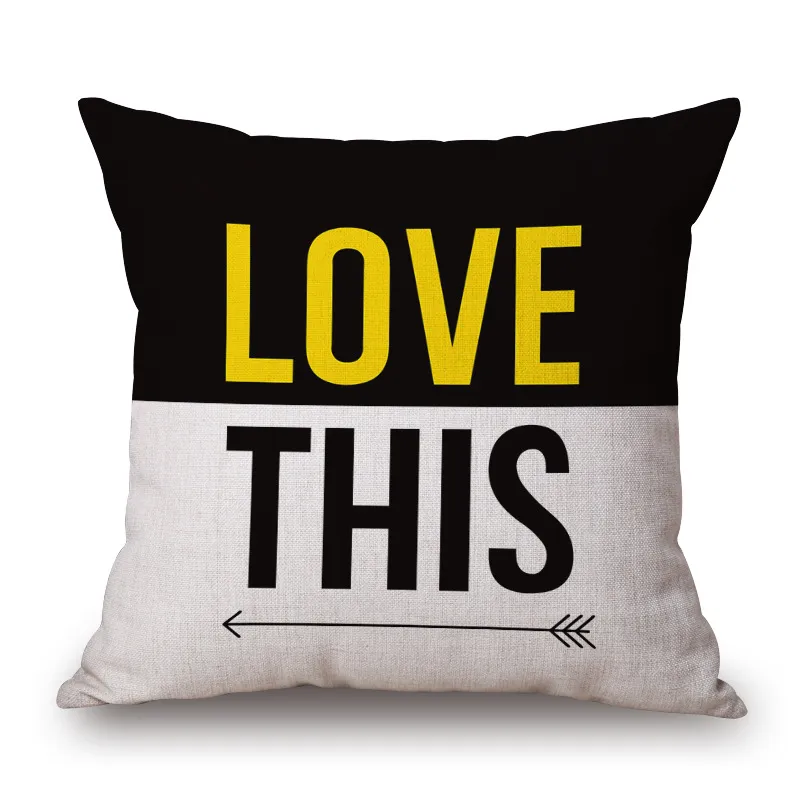 Modern Yellow And Black Love Pillow Covers 18x18  With English  Letters, Cojines Heart, And Almofada Perfect For Home And Office Decor From  Sunrise5795, $8.15