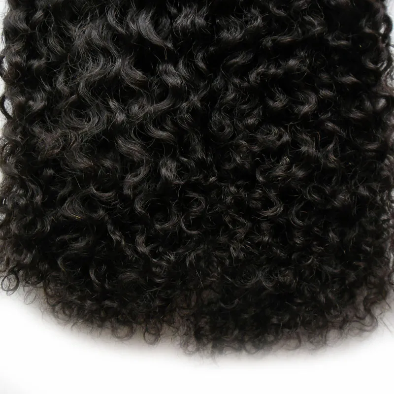 Mongolski Kinky Curly Hair Micro Loop Human Hair Extensions 200g # 1 Jet Black Kinky Curly Micro Loop Extensions