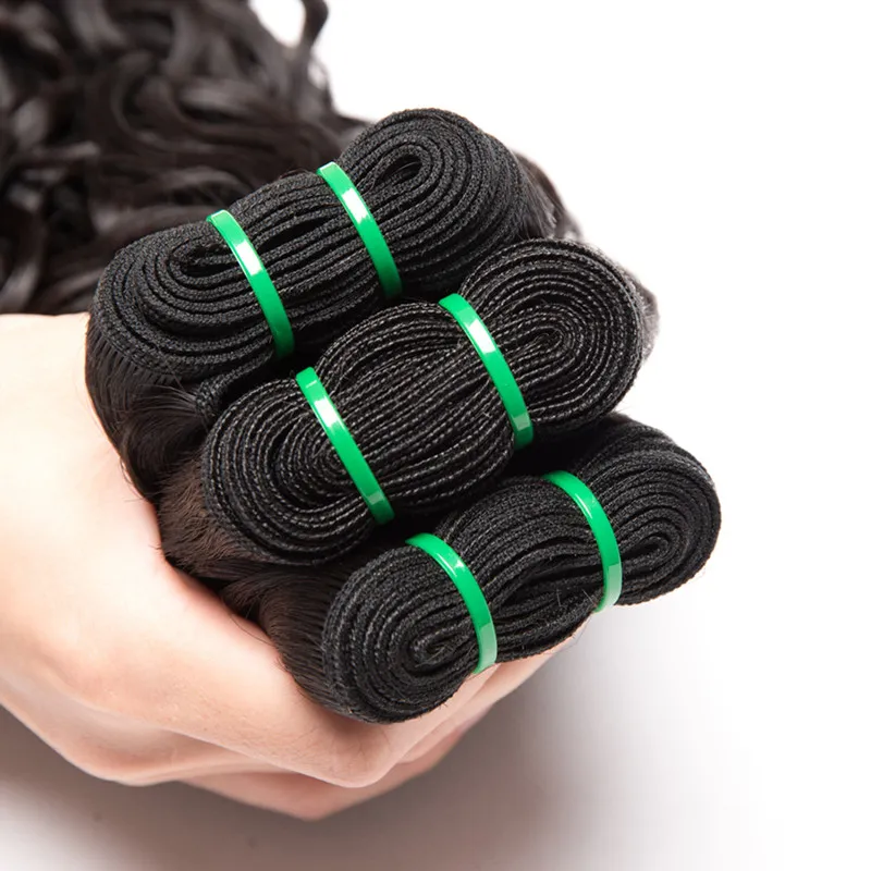 Elibess vattenvåg brasiliansk hårförlängning Stor lockig 100% obearbetat Virgin Human Hair Buntar 3st Naturlig Färg Hårväft