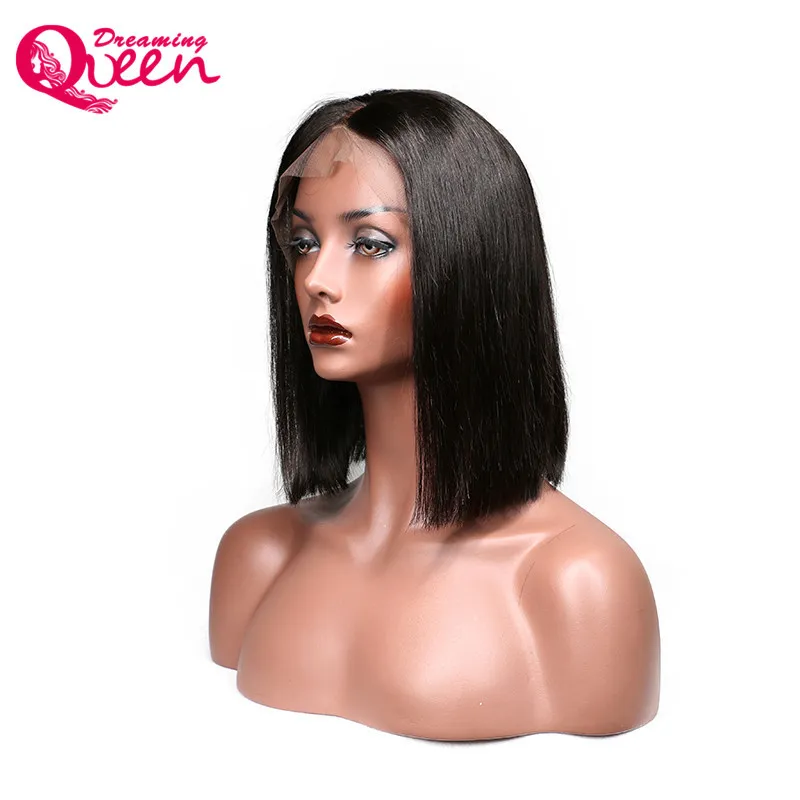 Bob Perucas 130% Densidade 13x4 Frente Brasileira Virgem Virgem Humana Peruca Prejeituoso Preenchido Fechamento Frontal Frontal Afro-americano Perucas curtas para mulheres negras