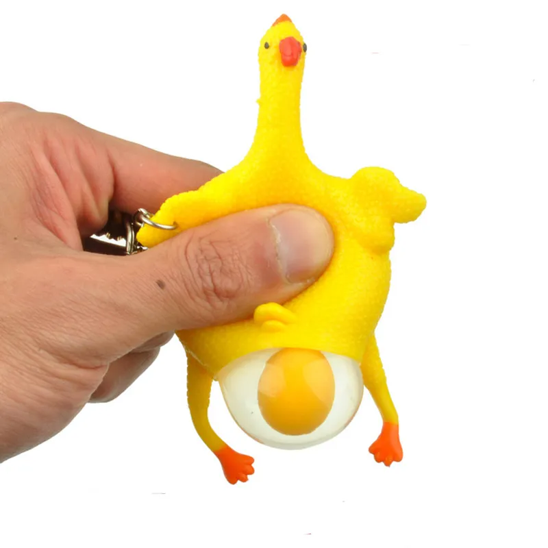 Vent Poulet Shrilling Oeuf Entier Poules Pondeuses Bondé Balle Anti-Stress Porte-clés Enfants Jouets Nouveauté Parodie Tricky Drôle Gadgets Jouets