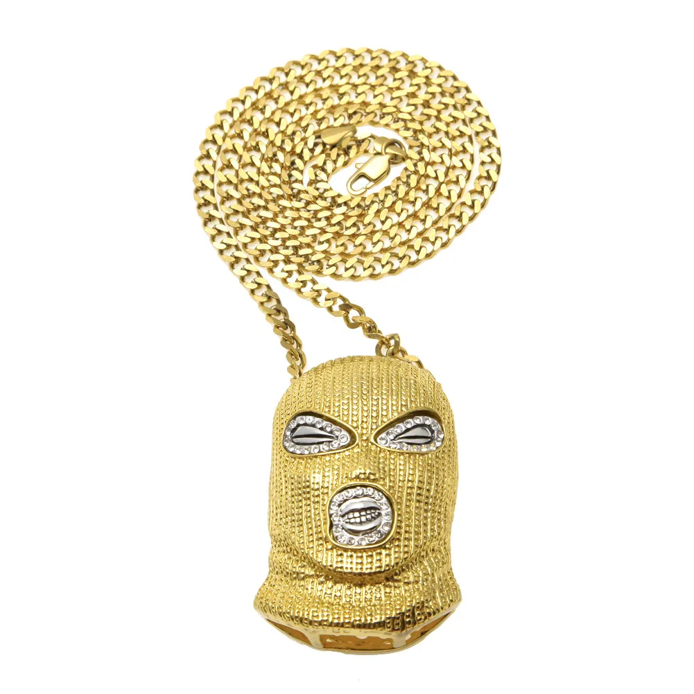 Hiphop csgo hänge halsband män punk stil 18k legering guld silver pläterad mask huvud charm hänge hög kvalitet266b