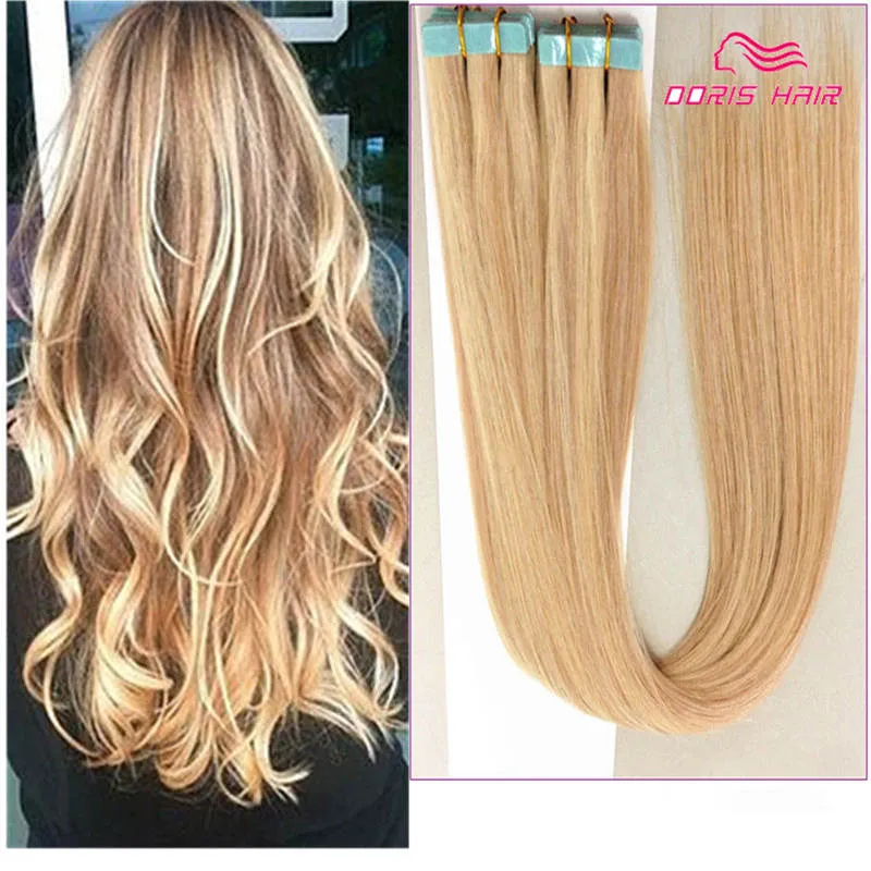 18 20 22 24 inch Skin Weft PU Tape in Human Hair Extensions 80g 100 gram Full Head adhesive brazilian remy hair