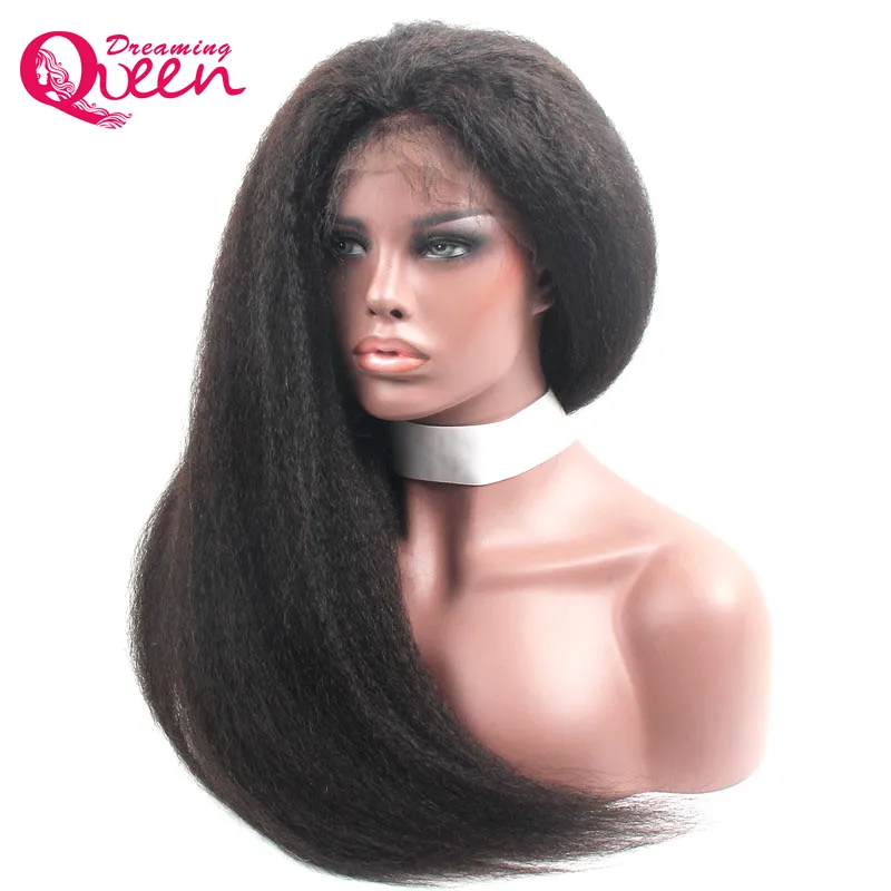 Kinky Straight Glueless Lace Front Wigs for Black Women with Baby Hair Virgin Human Hair Italian Yaki Wig Bleached Knots