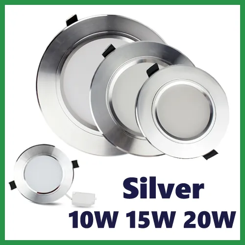 DHL 무료 실버 바디 10W 15W 20W 주도 Downlights Recessed 천장 조명 120 각도 디 밍이 가능한 LED 다운 라이트 AC 110-240V 드라이버와 함께