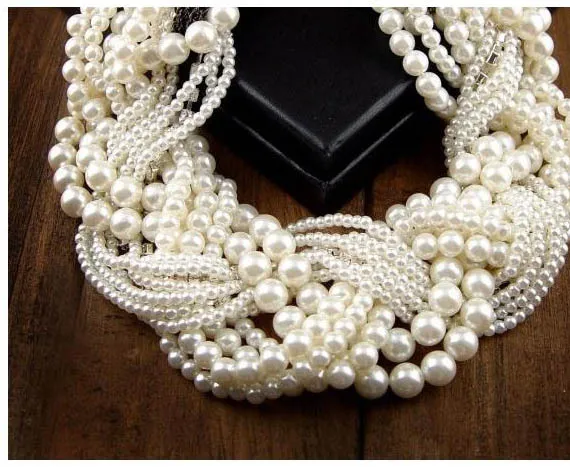 Twist Pearl Jewelry Necklace Multiple Layer String Twist Faux Choker Statement Fashion String Pearl Necklace DHL Christmas Gift