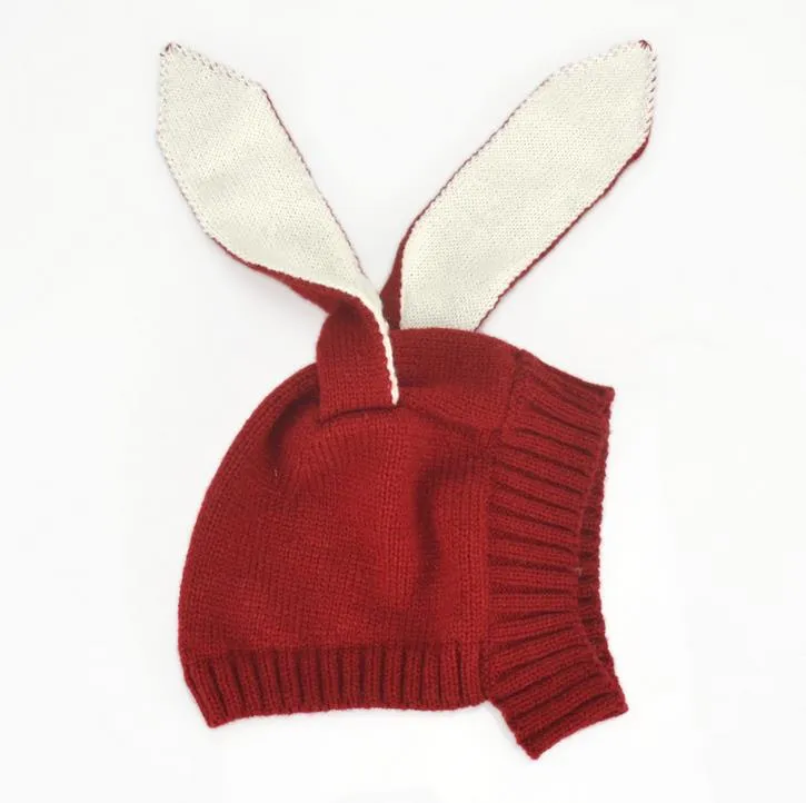 Autumn Baby Cartoon Bunny Ears Hat Kids Knitted Cap Girls Boys Warm Beanies Children Hats 12484