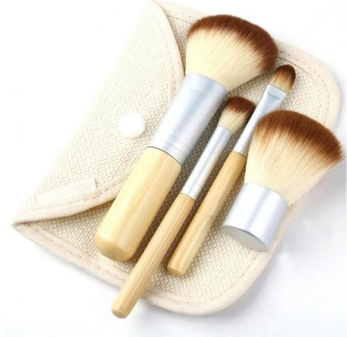 Professional 4pcs Bamboo Handle Makeup Brushes Set Cosmetic Kit Powder Eyebrow Blush Make Up Brushes Styling tools Face Care