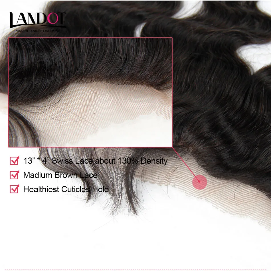 Brazilian Lace Frontal Closure Malaysian Indian Peruvian Cambodian Virgin Human Hair Body Wave Closures Ear To Ear 13x4 Size Natur8578850