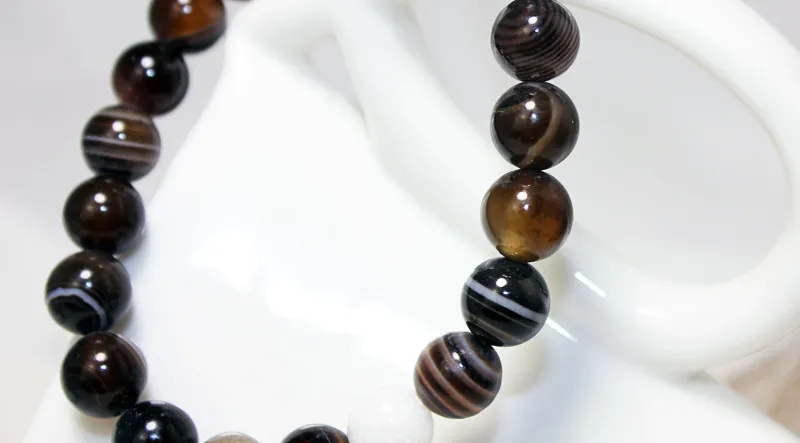 Braccialetti con perline di forma rotonda naturali miste diverse da 8 mm, gioielli con perline curative donne e uomini