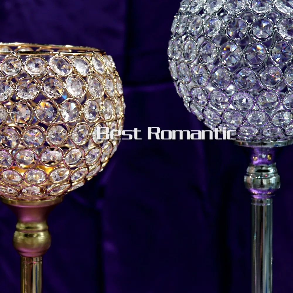 Kristallkugel-Kerzenhalter mit 15 cm Durchmesser, Hochzeitsdekoration, Kerzenständer, versilbert