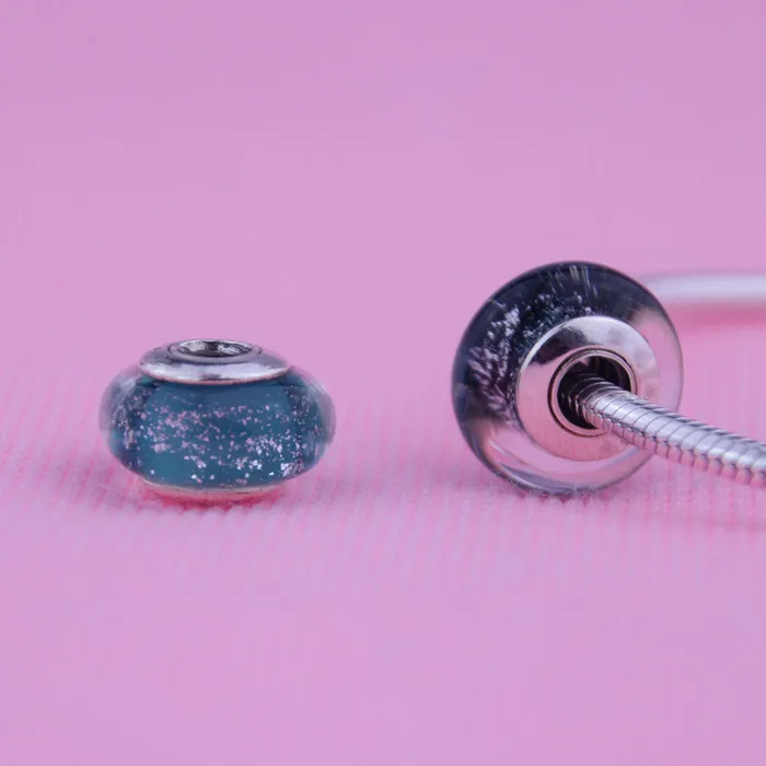 Pandora Bracelet Murano Glass Beads Jasmineのシグネチャーシルバービーズオリジナル925スターリングシルバーチャームDIYルーズビーズ卸売