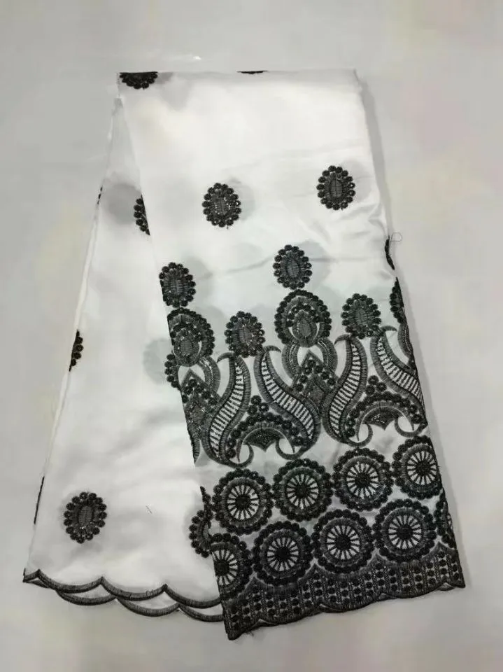 5 Yards/pc New fashion white George lace fabric with small black sequins flower african cotton lace for clothes JG3-4