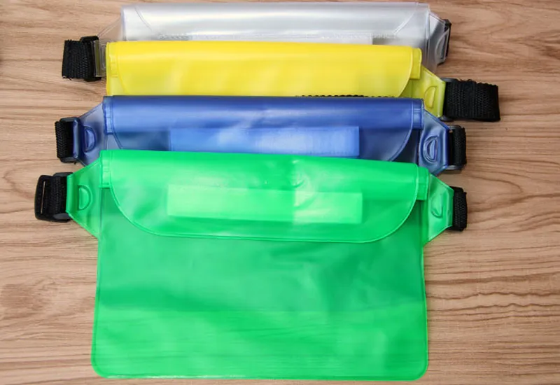 Groothandel pvc waterdichte zwemmen tassen taille pack bags outdoor tassen onderwater droge zakdekking voor mobiele telefoons