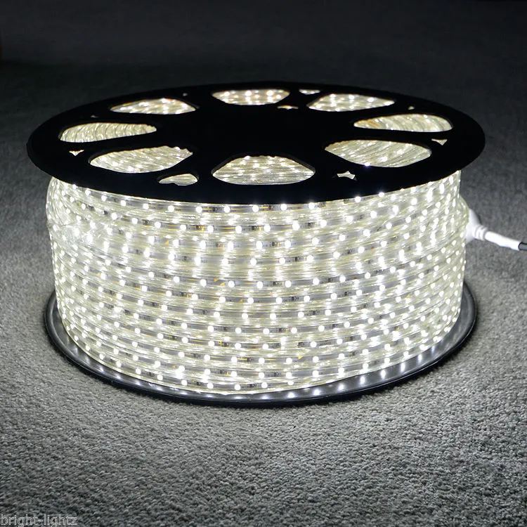 110V 220V LED Strips 100M SMD3528 SMD2835 SMD3014 شريط مرن مع قابس طاقة IP67 Sigle اللون أبيض دافئ