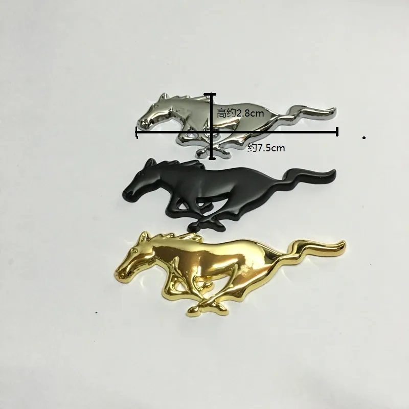 araba metal at logo rozeti amblem çıkartma boyutu 75x28 -1mm renk gümüş siyah altın uyumu ABD Otomobiller Ford Serisi Mustang an206b