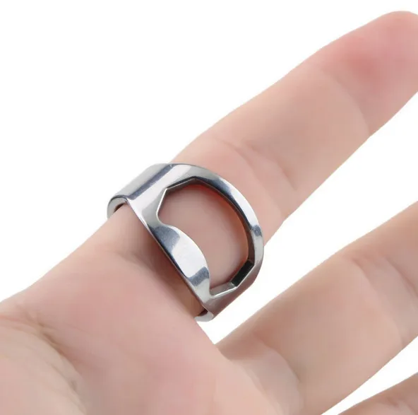 Bärbar Rostfritt stål Öl Baröppningar Verktyg Finger Ring Flasköppnare Bottel Favoriter Mode Dekoration Gadget 24mm-22mm Silver Gold Red Black Färg