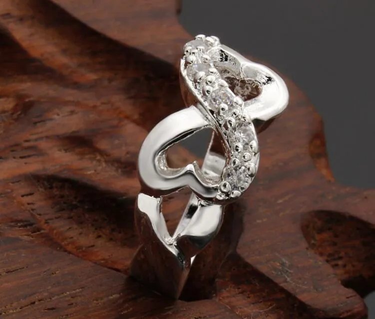 Bague infini plaquée en argent Sterling 925, 8 mots, breloques pour hommes et femmes, anneaux de mariage en cristal, bijoux à la mode, taille US6/7/8/9/10