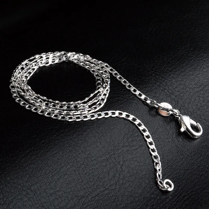 2016 Hot sales 2MM 16' 18' 20' 22' 24' 26' 28' 30' 925 Silver Chain Necklace High Quality with 