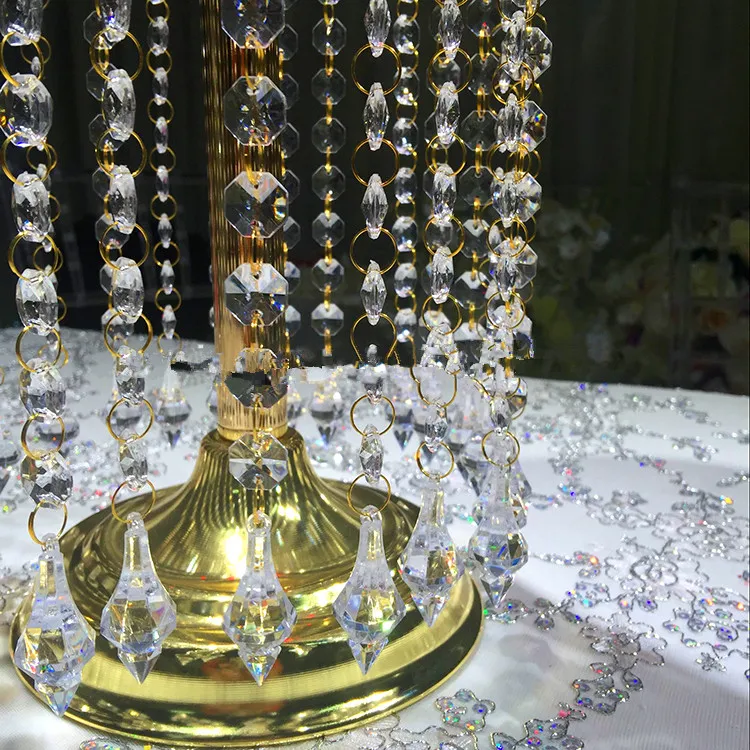 Bröllop Big Acrylic Beads Flower Stand Acrylic Crystal Centerpiece för dekoration