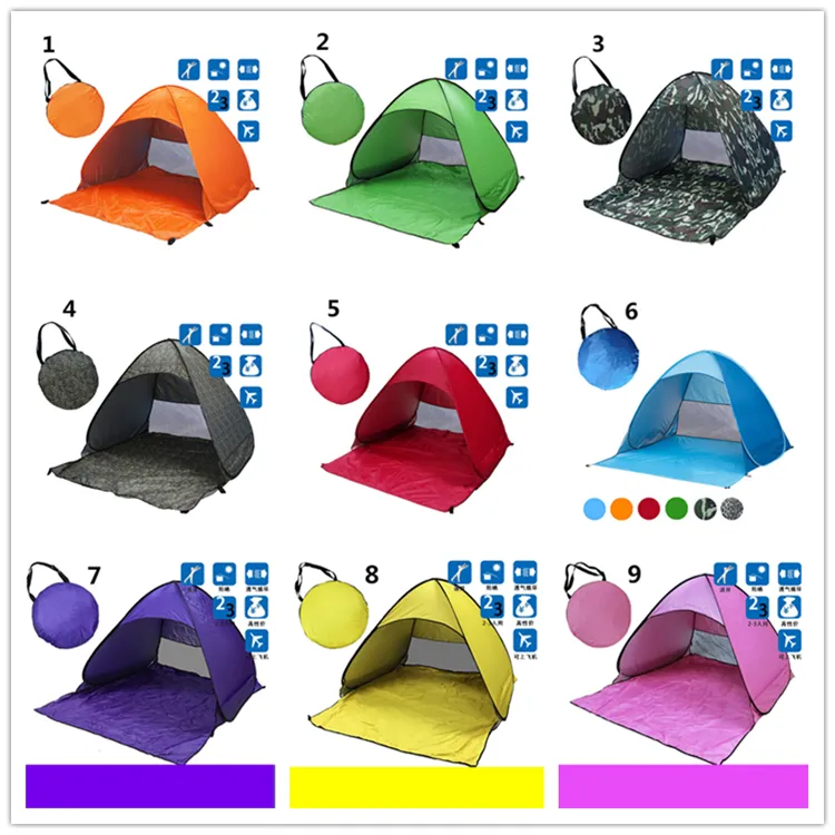 Tentes d'été 13 styles tentes extérieures abris de camping pour 2-3 personnes tente de protection UV pour plage voyage pelouse 10 PCS DHL expédition rapide