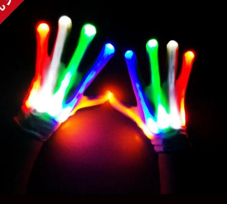 Gants d'éclairage de doigt clignotant Halloween Christmas Dance Dance Dishyd LED Colorful Rave Magic Gloves Light Show Filler Bag Cadeau