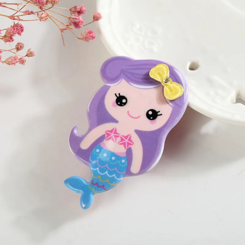 Presentes bonitos grampo de cabelo em Mermaid Hair Beauty menina princesa Bebê Barrette louro da menina da criança Hairpin novidade dos desenhos animados Aperte Grips A7400