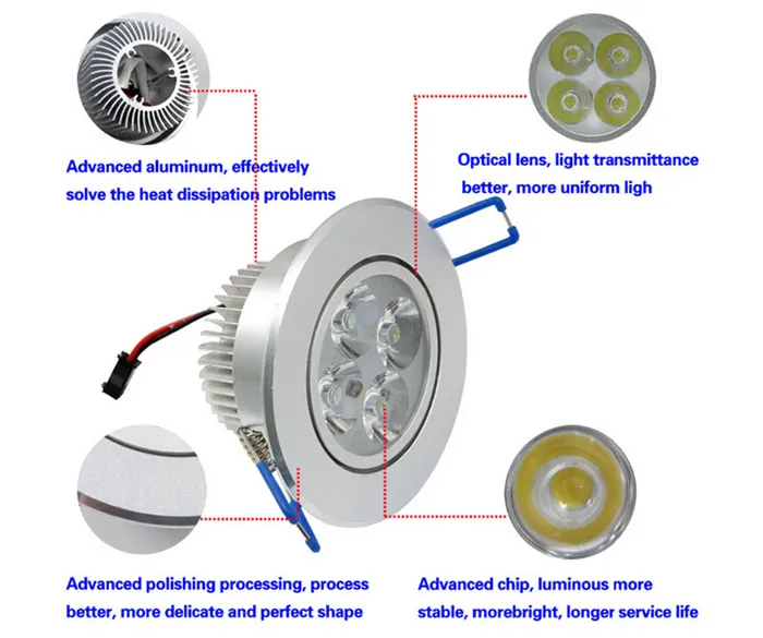 送料無料Dimmable 9w 12wのダウンライトLEDの電球85-265V埋め込み照明LEDのLEDのLEDのスポットライトが保証