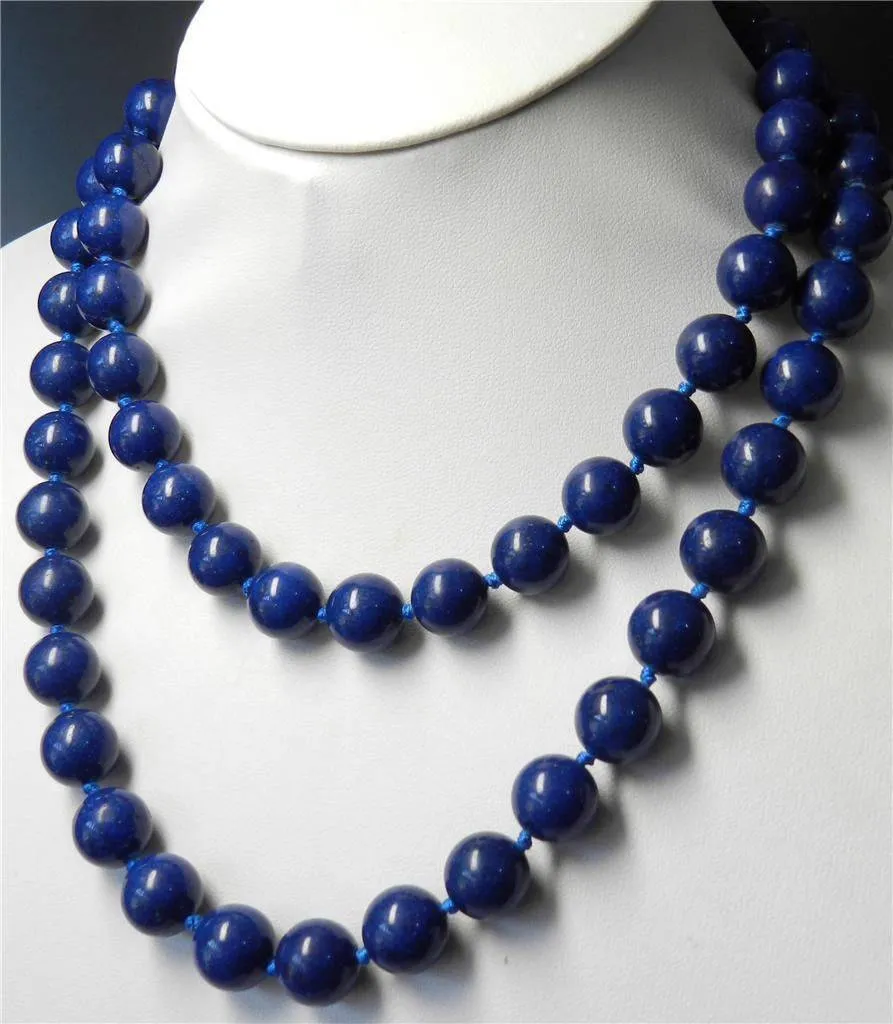 Larga 36 "8 mm Lapis Egipcio Lazuli Beads Redondo Piedras Piedras Collar