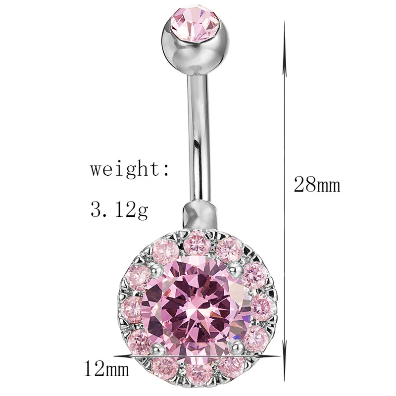 Factory Supply High Quality CZ Diamond Clear Gemmed Stainless Steel Anchor Navel Belly Ring for Party for Wedding