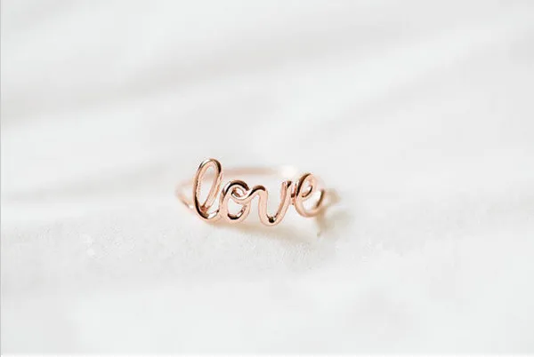 Gold/silver/rose-gold plated love letter finger rings romantic ring for couples JZ018