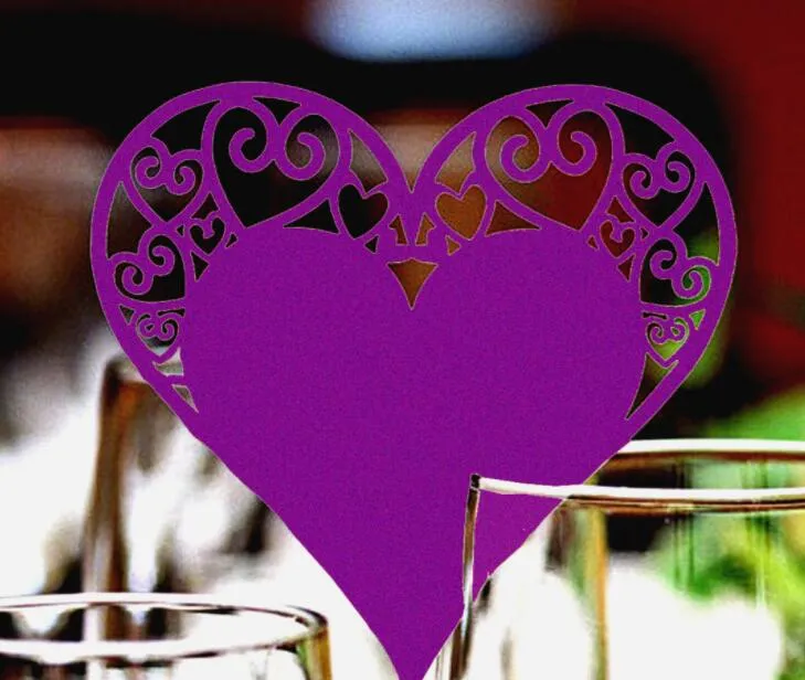 Laser Cut Heart Wine Glass Card Bord Namn Place Escort Cup Card Party Wedding Decorations For Home lot 7236773