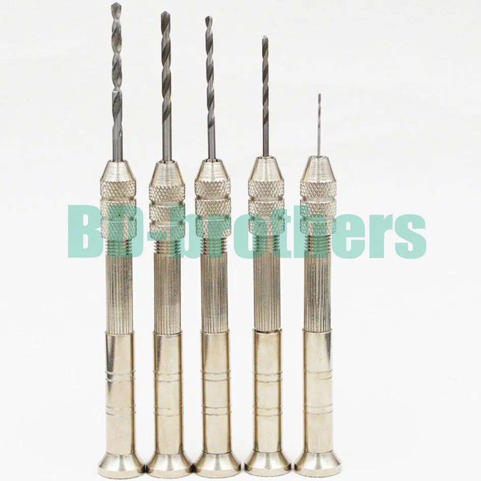 0 5 - 2 5mm Broca manual de quatro cabeças Mandril Cabeça giratória Pin Vise Relógio Fabricante Reparo Ferramenta de aço Braçadeiras de trabalho manual Âncoras 50 peças lote 241J