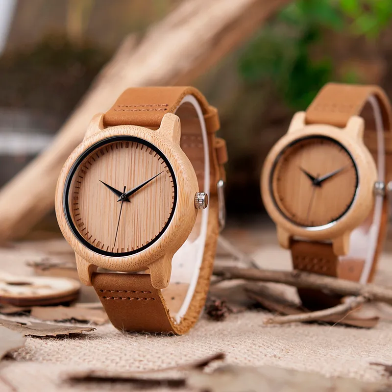 2018 Hot Bobo Bird Lovers Minimalistiska Klockor Män Japanska Miyota Quartz Rörelse Kvinnors Bamboo Watch Ladies Handgjorda Trä Klockor