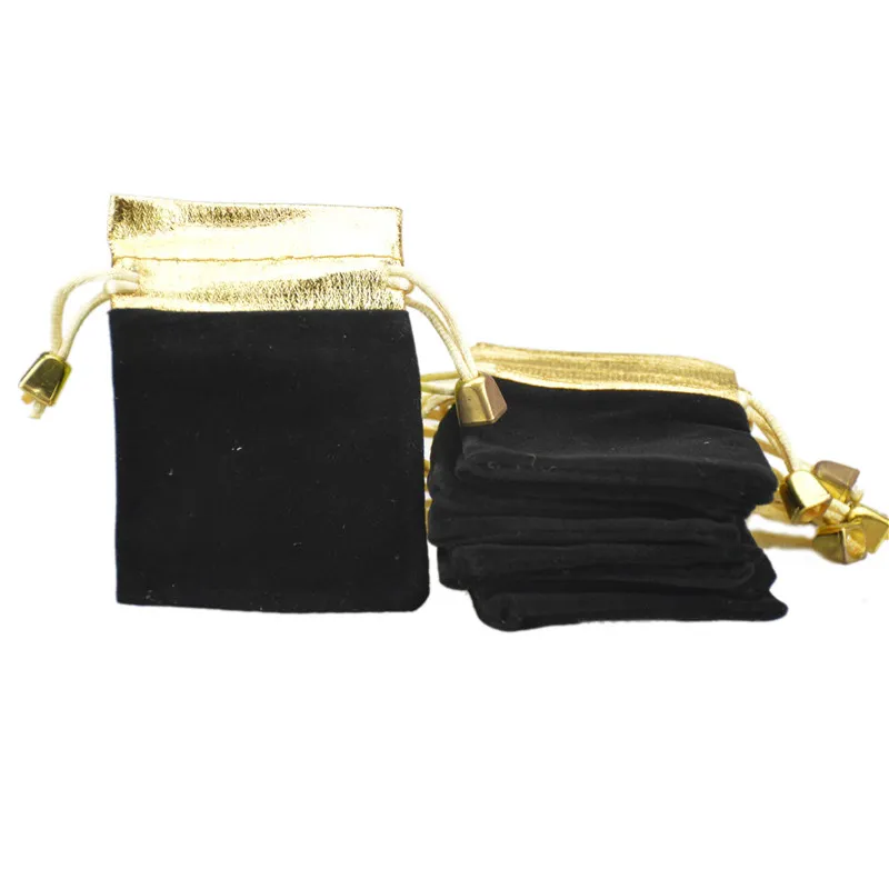 Aksamitne woreczki biżuterii torby sznurkowe ze złotym koralikiem Fit dla Naszyjnik Bransoletka Kolczyk Boże Narodzenie Ślub Candy Pakiet prezentowy 7x9cm 2.7x3.5 ''