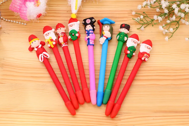 whiilesale Santa Claus Christmas gift wholesale clay ballpoint pen pupils prizes creative stationery gift children